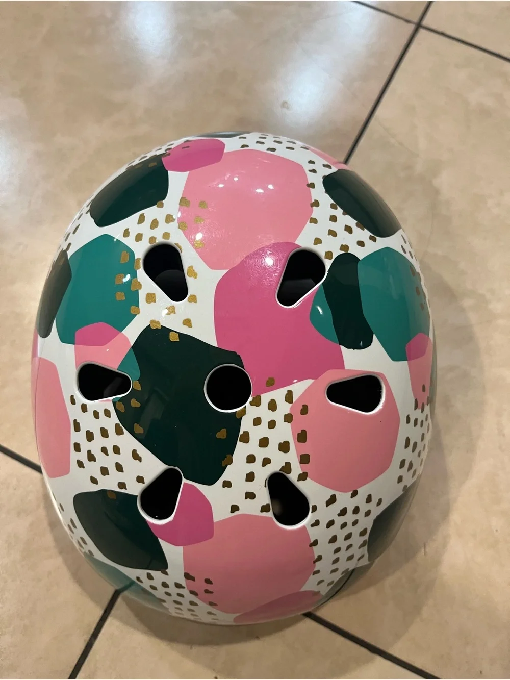 Kids Protective Helmet in Pink & Teal Abstract Design